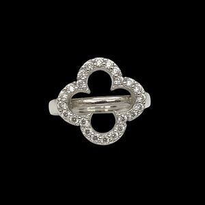 Sterling Silver‎ Moissanite Clover Hinged Earring / Huggie